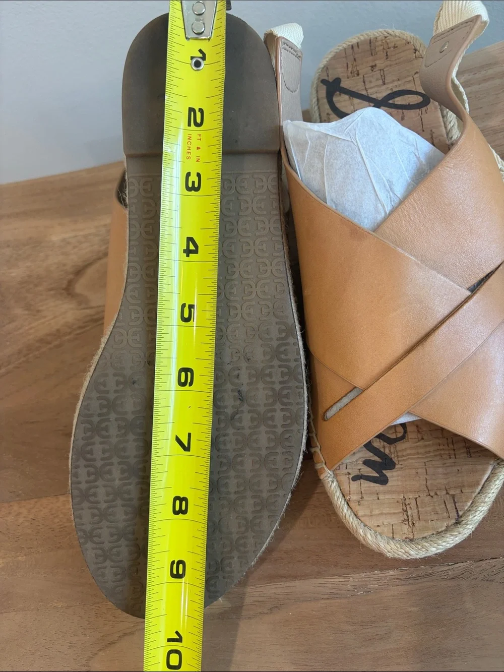 Sam Edelman Tan Leather Crisscross Espadrille Tie Sandals